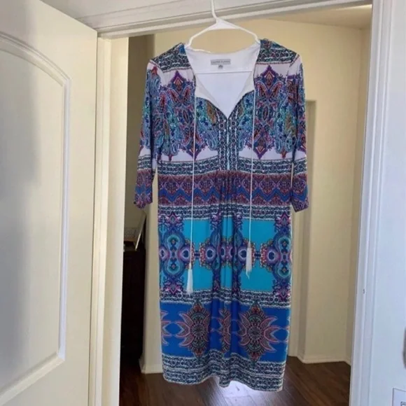 Like new Sandra Darren long sleeve boho groovy shift dress - Picture 11 of 11